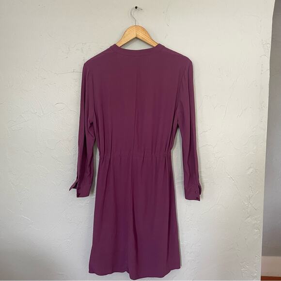 Eileen Fisher Purple Long Sleeve A-Line Minimalist Work Shirt Dress - Picture 4 of 8